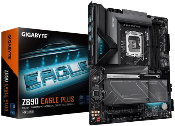 GIGABYTE Z890 EAGLE PLUS, LGA1851, Z890, 4*DDR5, 4*SATA, 4*M.2, 5*USB 3.2, 4*USB 2.0, Type-C, 3*PCIx16, 3*PCIx1, DP, ATX