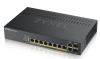 Фото Smart L2 PoE+ Zyxel NebulaFlex GS1920-8HPv2, 8xGE PoE+, 2xCombo (SFP/RJ-45), бесшумный (без вентилятора), бюджет PoE 130 Вт
