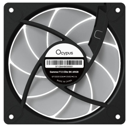 Фото Ocypus Gamma F12 Elite BK ARGB 3 IN 1, 120x120x25mm, 4-PIN PWM, 600-1800 RPM, 26 DBA MAX, HYDRO BEARING