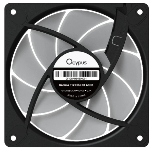Фото Ocypus Gamma F12 Elite BK ARGB 3 IN 1, 120x120x25mm, 4-PIN PWM, 600-1800 RPM, 26 DBA MAX, HYDRO BEARING