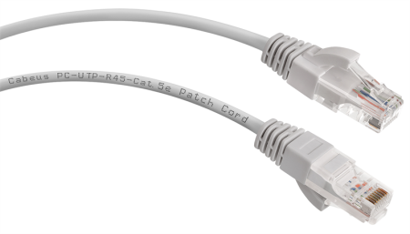 Фото Cabeus PC-UTP-RJ45-Cat.5e-0.15m Патч-корд U/UTP, категория 5е, 2xRJ45/8p8c, неэкранированный, серый, PVC, 0.15м