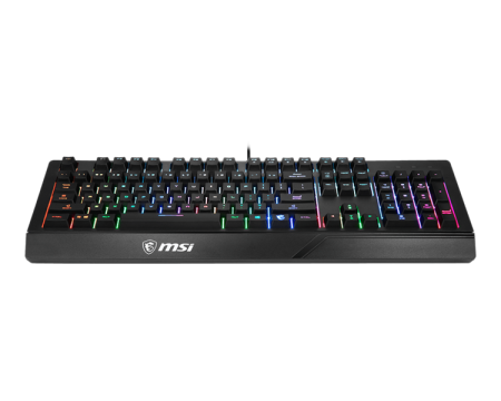 Фото Gaming Keyboard MSI VIGOR GK20, Wired, membrane Keyboard with ergonomic keycaps and wrist rest. 12 Key Anti-ghosting Capability. Water Resistant (spill-proof), Static multi-colour backlighting, Black