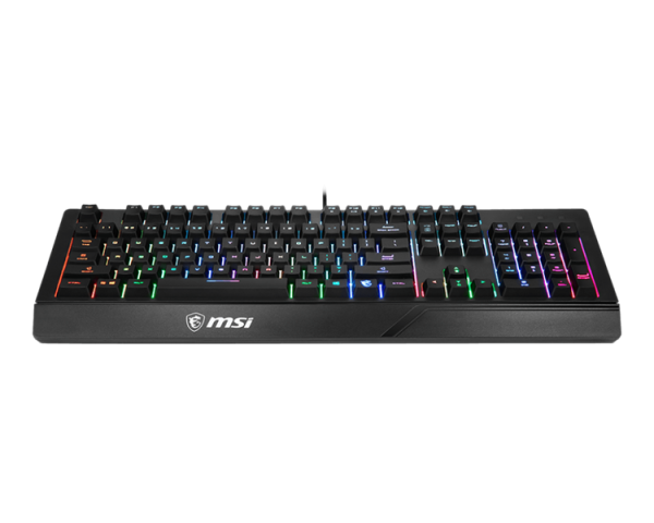 Фото Gaming Keyboard MSI VIGOR GK20, Wired, membrane Keyboard with ergonomic keycaps and wrist rest. 12 Key Anti-ghosting Capability. Water Resistant (spill-proof), Static multi-colour backlighting, Black