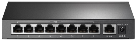 Фото TP-Link TL-SF1009P, 9-Port 10/100 Mbps Desktop Switch with 8-Port PoE+, 65 W, 250m
