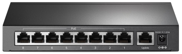 Фото TP-Link TL-SF1009P, 9-Port 10/100 Mbps Desktop Switch with 8-Port PoE+, 65 W, 250m