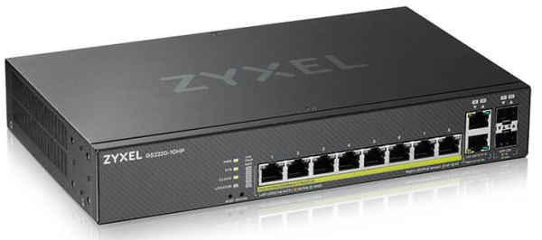 Фото L2 PoE+ Zyxel NebulaFlex Pro GS2220-10HP, rack 19", 8xGE PoE+, 2xCombo (SFP/RJ-45), бюджет PoE 180 Вт