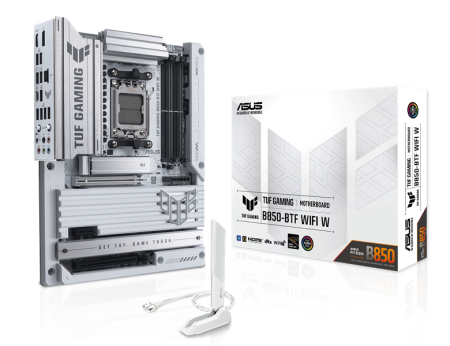 Фото ASUS TUF GAMING B850-BTF WIFI W, AM5, B850, 4*DDR5, 4*SATA, 3*M.2, 7*USB 3.2, 2*USB 2.0, Type-C, 3*PCIx16, 1*PCIx1, DP+HDMI, ATX; 90MB1KW0-M0EAY0