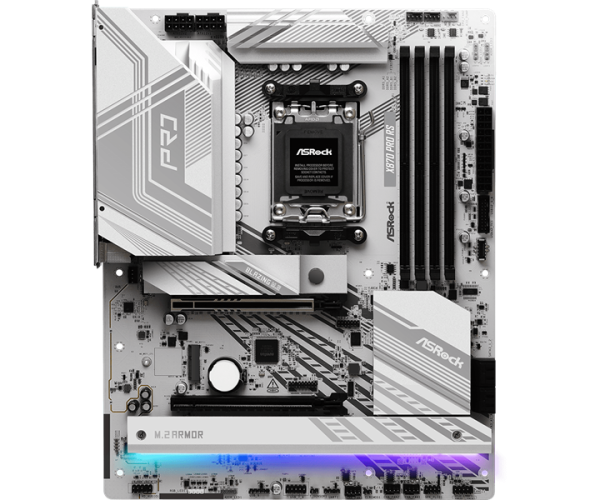 ASROCK X870 PRO RS, AM5, X870, 4*DDR5, 4*SATA, 3*M.2, 6*USB 2.0, 4*USB 3.2, Type-C, 2*PCIx16, 1*M.2 (Key E), HDMI, ATX