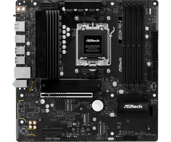 ASROCK B850M PRO-A, AM5, B850, 4*DDR5, 4*SATA, 4*M.2, 4*USB 2.0, 3*USB 3.2, 2*Type-C, 2*PCIx16, 1*M.2 (Key E), HDMI+DP, mATX