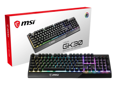 Фото Gaming Keyboard MSI VIGOR GK30, Wired, Mechanical-like plunger switches. 6 zones RGB lighting with several lighting effects. Anti-ghosting Capability. Water Resistant (spill-proof), Black