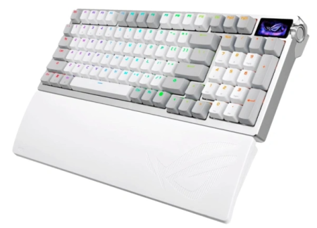 Фото ASUS M901 ROG AZOTH 96 HE, Wired, 2.4GHz RF, Bluetooth 5.1, 96%, ABS, RGB Lighting, White