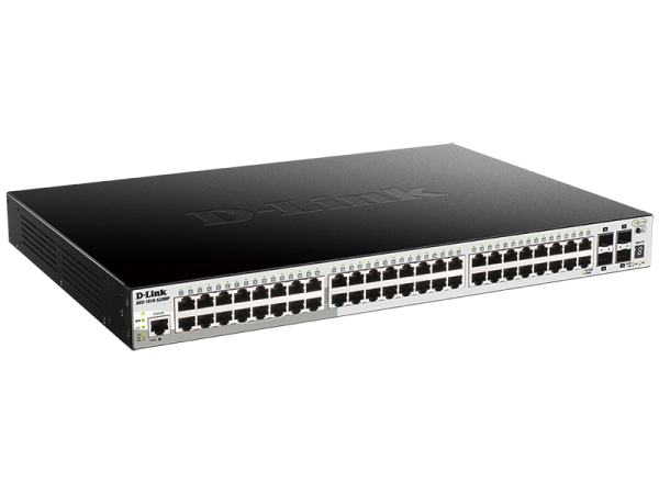 Фото D-Link PROJ Настраиваемый L2+ стекируемый PoE-коммутатор, 48x1000Base-T PoE, 4x10GBase-X SFP+, PoE-бюджет 370 Вт (740 Вт с DPS-700), CLI, консольный порт RJ-45, RPS