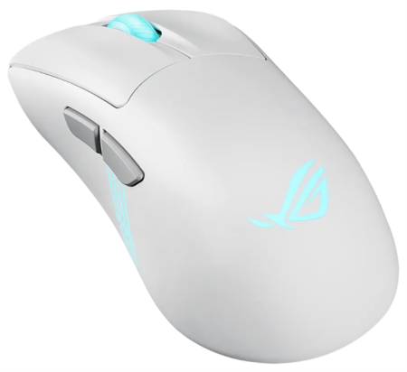 Фото ASUS ROG KERIS II ORIGIN, 54g, Wired, 2.4GHz RF, Bluetooth 5.1, 42K DPI sensor, 5 Programmable Buttons, White