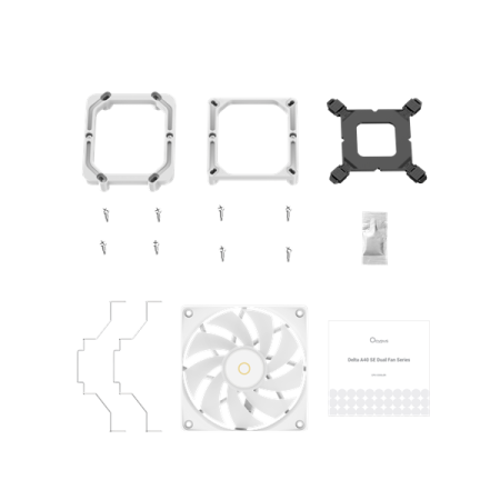 Фото Ocypus Delta A40 SE WH Dual Fan ARGB, 2x120mm ARGB FAN, Top ARGB Panel, 4 HEAT PIPES, 4-PIN PWM, 800-1800 RPM, 31DBA, HYDRO BEARING, LGA115X/1200/1700/18XX, AM4/AM5