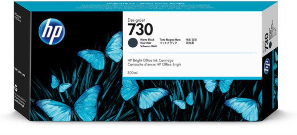 Cartridge HP 730 для DesignJet T1600/T1700/T2600, 300 мл, черный матовый