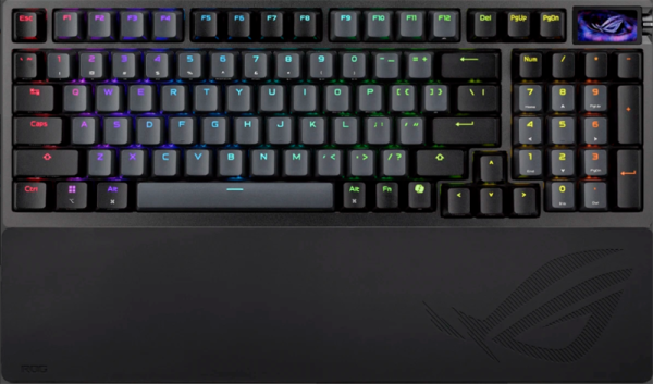 ASUS M901 ROG AZOTH 96 HE, Wired, 2.4GHz RF, Bluetooth 5.1, 96%, ABS, RGB Lighting, Black