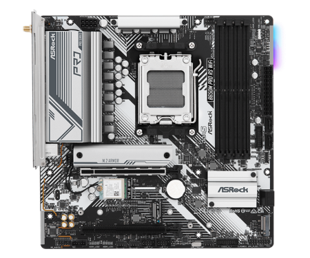 Фото ASROCK B650M PRO RS WIFI, AM5, B650, 4*DDR5, 4*SATA, 3*M.2, 3*USB 3.2, 4*USB 2.0, Type-C, 2*PCIx16, 1*M.2 (Key E), HDMI+DP, mATX