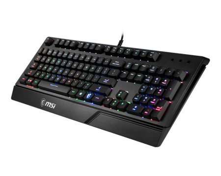 Фото Gaming Keyboard MSI VIGOR GK20, Wired, membrane Keyboard with ergonomic keycaps and wrist rest. 12 Key Anti-ghosting Capability. Water Resistant (spill-proof), Static multi-colour backlighting, Black