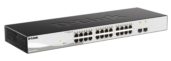 Фото D-Link Smart L2 Switch 24х1000Base-T, 2х1000Base-X SFP, Compact CLI