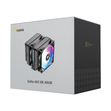 Фото Ocypus Delta A62 BK ARGB, 2x120mm ARGB FAN, Top Panel, 6 HEAT PIPES, 4-PIN PWM, 500-2000 RPM, 29DBA, HYDRO BEARING, LGA115X/1200/1700/18XX, AM4/AM5