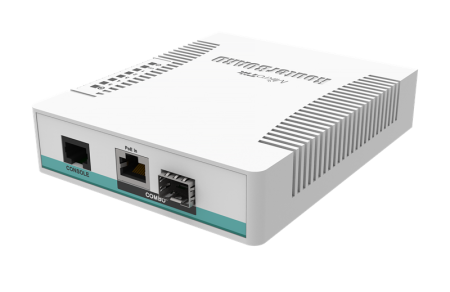 Фото MikroTik Cloud Router Switch 106-1C-5S with QCA8511 400MHz CPU, 128MB RAM, 1x Combo port (Gigabit Ethernet or SFP), 5 x SFP cages, RouterOS L5, desktop case, PSU