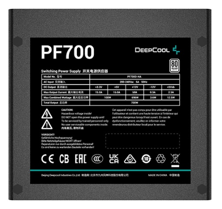 Фото Deepcool PF700 80+ (ATX 2.4 700W, PWM 120mm fan, 80 PLUS, Active PFC) RET (R-PF700D-HA0B-WDEU)