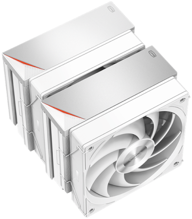 Фото PCCooler RZ620 WH, 2x120mm FAN, 6 HEAT PIPES, 4-PIN PWM, 500-2200 RPM, 32 DBA, FDB BEARING, LGA 1851/1700/1200/115X, AMD AM5/AM4