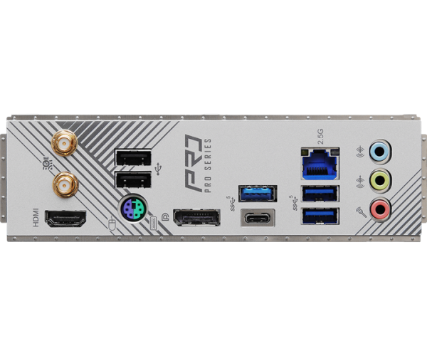 Фото ASROCK B760M PRO RS/D4 WIFI, LGA1700, B760, 4*DDR4, 4*SATA, 2*M.2, 3*USB 3.2, 2*USB 2.0, Type-C, 2*PCIx16, 1*PCIx1, 1*M.2 (Key E), HDMI+DP, mATX