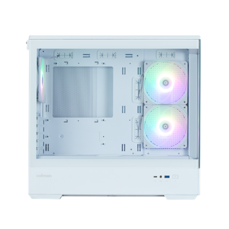 Фото ZALMAN P30 V2, MATX, WHITE, WINDOW, 2x3.5", 3x2.5", 1xUSB TYPE-C, 1xUSB3.0, SIDE 2x120mm ARGB, REAR 1x120mm ARGB, VGA support