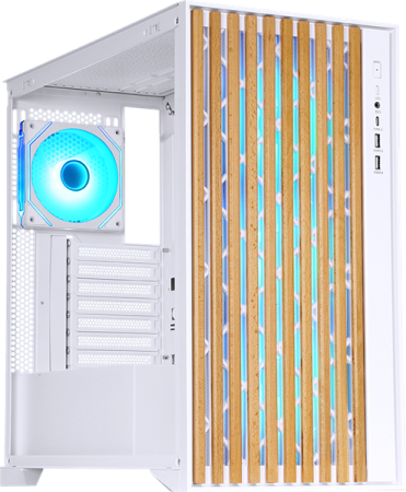 Фото Formula V Line TimberLine T0 White, ATX, wood+plastic front, TYPE-C*1, USB3.0*2, FRONT 3x120mm FRGB, REAR 1x120mm FRGB