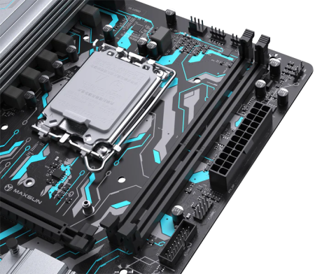 Фото MAXSUN MS-B760M GAMING WIFI GANK V2, LGA1700, B760, 2*DDR5, 3*SATA3, M.2, 2*USB 3.2, 4*USB 2.0, 1*PCIEx16, 1*PCIEx1, VGA+HDMI, mATX