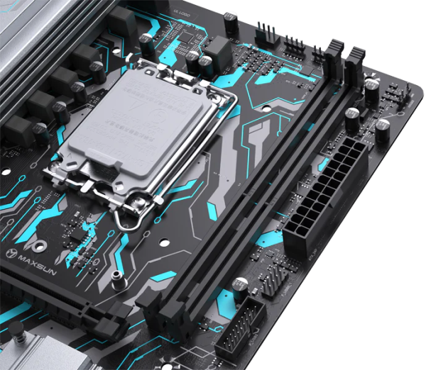 Фото MAXSUN MS-B760M GAMING WIFI GANK V2, LGA1700, B760, 2*DDR5, 3*SATA3, M.2, 2*USB 3.2, 4*USB 2.0, 1*PCIEx16, 1*PCIEx1, VGA+HDMI, mATX