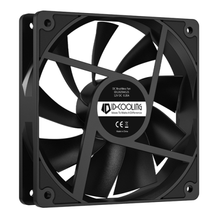 Фото ID-COOLING XF-120-K 120x120x25мм (60шт./кор, PWM, Low Noise, резиновые углы, 700-1800об/мин, черный) BOX