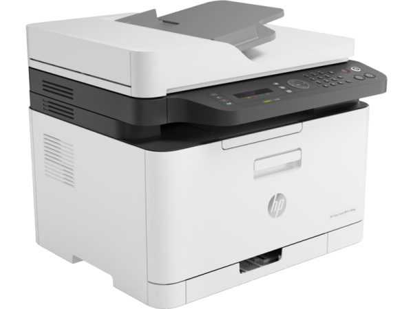 Фото HP Color Laser MFP 179fnw (p/c/s/f, A4, 600dpi, 18(4ppm),128Mb,ADF40,USB 2.0/ Wi-Fi/Eth10/100,AirPrint, 1tray 150, cartridges 700b &500cmy pages in box,repl.SL-C480FW) (4ZB97A#B19)