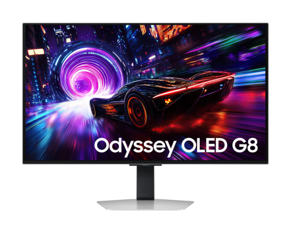 Samsung 32" Odyssey OLED G8 G81SF S32FG812SI OLED 16:9 3840x2160x240Hz 0,03ms 260cd 1М:1 1,07 млрд 178/178 DP; HDMI; USB3.2 Gen1 x2 Tilt Swiv HAS Pivot БП внешн VESA Silver
