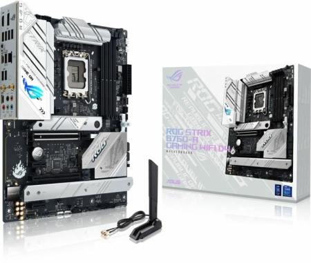 Фото ASUS ROG STRIX B760-A GAMING WIFI, LGA1700, B760, 4*DDR5, 4*SATA, 3*M.2, 9*USB 3.2, 4*USB 2.0, Type-C, 2*PCIx16, 2*PCIx1, DP+HDMI, ATX; 90MB1EP0-M1EAY0