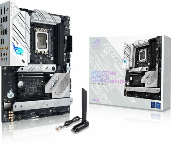 Фото ASUS ROG STRIX B760-A GAMING WIFI, LGA1700, B760, 4*DDR5, 4*SATA, 3*M.2, 9*USB 3.2, 4*USB 2.0, Type-C, 2*PCIx16, 2*PCIx1, DP+HDMI, ATX; 90MB1EP0-M1EAY0