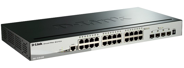 Фото D-Link PROJ Настраиваемый L2+ стекируемый коммутатор, 24x1000Base-T, 4x10GBase-X SFP+, CLI, консольный порт RJ-45