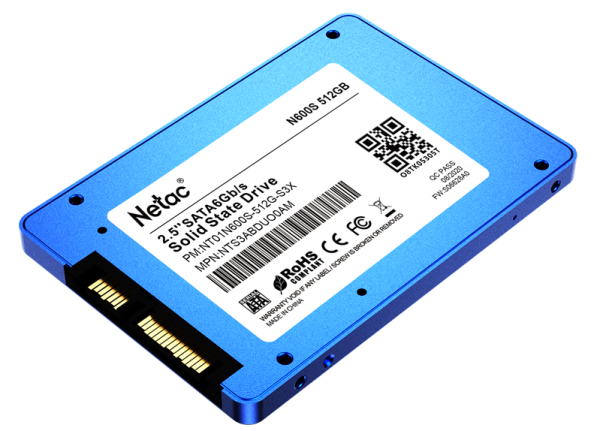 Фото Netac SSD N600S 512GB 2.5 SATAIII 3D NAND, 7mm, R/W up to 540/490MB/s, TBW 280TB, 5y wty