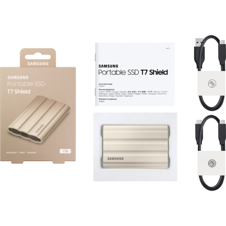 Фото SSD Samsung T7 Shield External 1Tb (1024GB) Beige USB 3.2 (MU-PE1T0K/WW) 1year