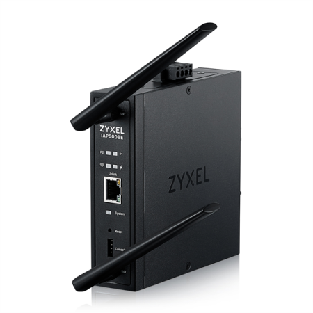 Фото Промышленная точка доступа Zyxel NebulaFlex IAP500BE, Wi-Fi 7 (BE5100), MU-MIMO 2x2+2x2, внешние антенны (в комплекте), 1xLAN 2.5GE, питание PoE или 2xDC, крепление на DIN-рейку