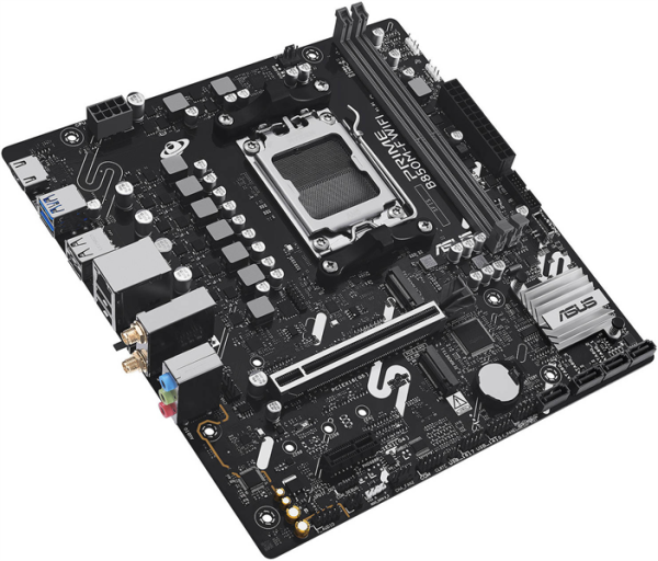 Фото ASUS PRIME B850M-F WIFI, AM5, B850, 2*DDR5, 4*SATA, 2*M.2, 4*USB 3.2, 4*USB 2.0, 3*PCIx16, 2*PCIx1, DP+HDMI, mATX; 90MB1N80-M0EAY0