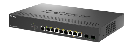 Фото D-Link Управляемый L2 коммутатор, 8x1000Base-T, 2x10GBase-X SFP+, защита от статического электричества до 6 кВ, CLI, консольный порт RJ-45, RPS, поддержка Dying Gasp