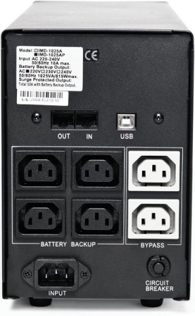 Фото Powercom Back-UPS IMPERIAL, Line-Interactive, 1025VA/615W, Tower, 6*IEC320-C13 (2 surge & 4 batt), LCD, USB (507310)