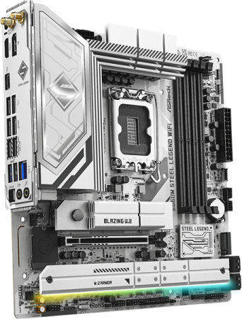 Фото ASROCK B860M STEEL LEGEND WIFI, LGA1851, B860, 4*DDR5, 4*SATA, 4*M.2, 4*USB 3.2, 2*USB 2.0, Type-C, 2*PCIx16, 1*M.2 (Key E), HDMI+DP, mATX