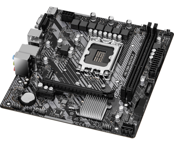 Фото ASROCK H610M-HDV/M.2 R2.0, LGA1700, H610, 2*DDR4, 4*SATA, 1*M.2, 2*USB 3.2, 4*USB 2.0, 1*PCIx16, 1*PCIx1, D-Sub+HDMI+DP, mATX