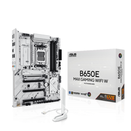 Фото ASUS B650E MAX GAMING WIFI W, AM5, B650, 4*DDR5, 4*SATA, 3*M.2, 5*USB 3.2, 2*USB 2.0, Type-C, 5*PCIx16, DP+HDMI, ATX