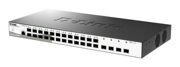 Фото D-Link Управляемый L2 коммутатор, 24x1000Base-X SFP, 4x10GBase-X SFP+, CLI, консольный порт RJ-45, RPS