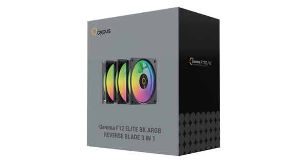 Фото Ocypus Gamma F12 Elite BK ARGB REVERSE BLADE 3 IN 1, 120x120x25mm, 4-PIN PWM, 600-1800 RPM, 26 DBA MAX, HYDRO BEARING