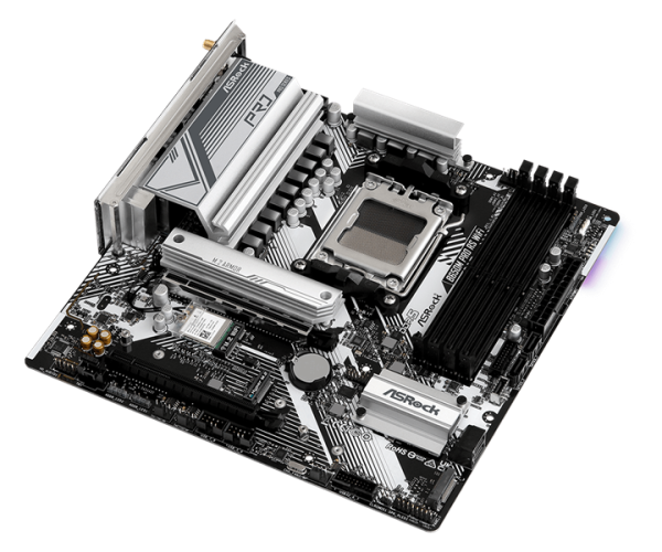 Фото ASROCK B650M PRO RS WIFI, AM5, B650, 4*DDR5, 4*SATA, 3*M.2, 3*USB 3.2, 4*USB 2.0, Type-C, 2*PCIx16, 1*M.2 (Key E), HDMI+DP, mATX